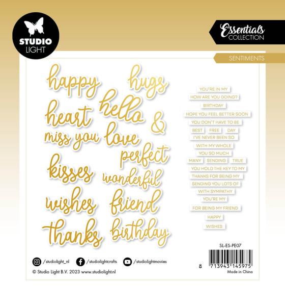 Studio Light - Stanzteile "Sentiments w/ Gold Foil" Die Cuts