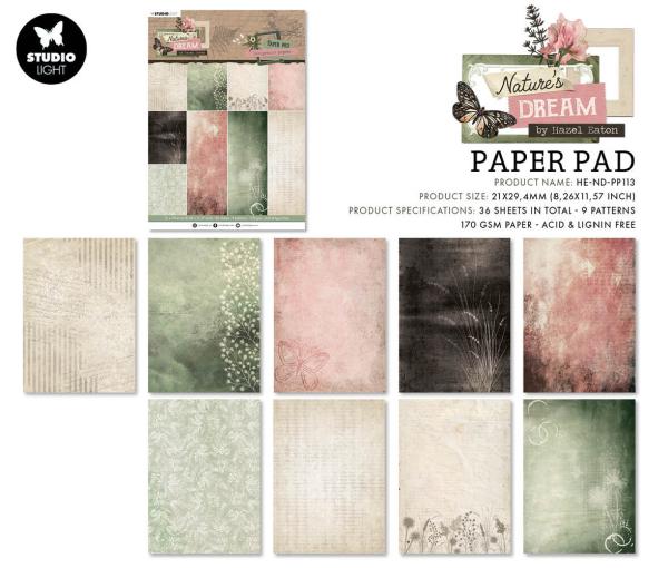 Studio Light - Designpapier A4 "Natures Dream" Paper Pad - 36 Bogen 