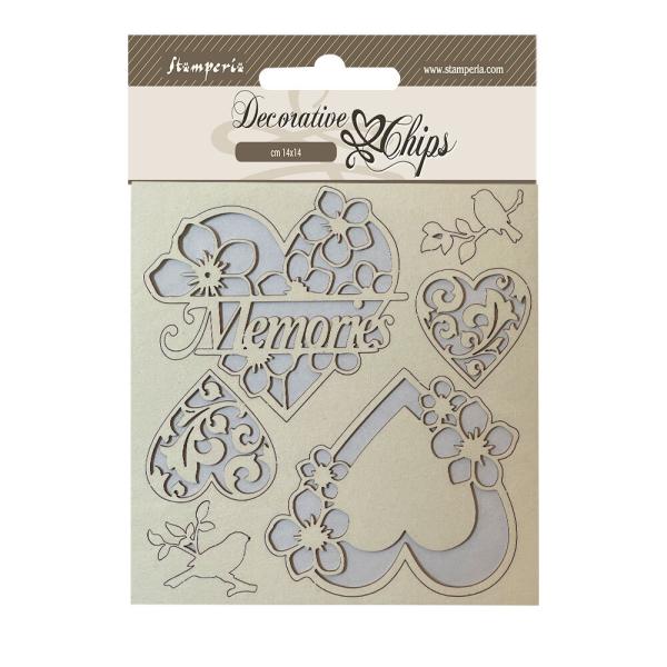 Stamperia - Holzteile 14x14 cm "Memories " Decorative Chips