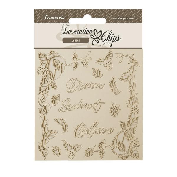 Stamperia - Holzteile 14x14 cm "Dream" Decorative Chips