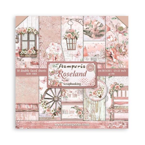 Stamperia - Designpapier "Roseland" Paper Pack 12x12 Inch - 10 Bogen