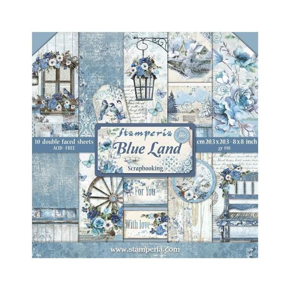 Stamperia - Designpapier "Blue Land" Paper Pack 8x8 Inch - 10 Bogen