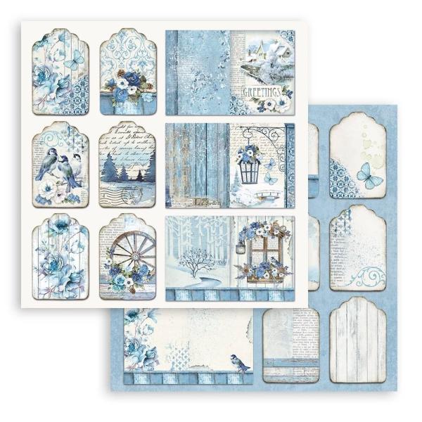 Stamperia - Designpapier "Blue Land" Paper Pack 8x8 Inch - 10 Bogen