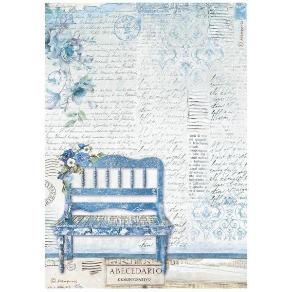 Stamperia - Decopatch Papier "Blue Land Bench" Decoupage A4 - 6 Bogen  