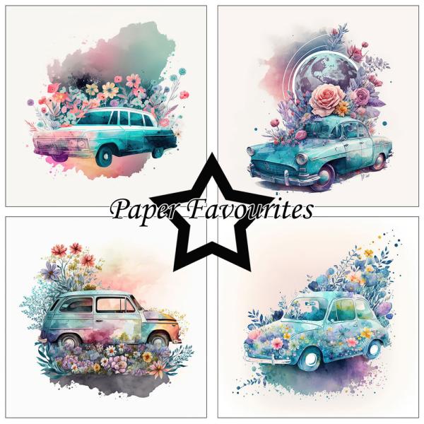 Paper Favourites - Designpapier "Floral Cars" Paper Pack 6x6 Inch - 24 Bogen