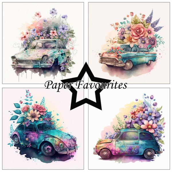 Paper Favourites - Designpapier "Floral Cars" Paper Pack 12x12 Inch 8 Bogen