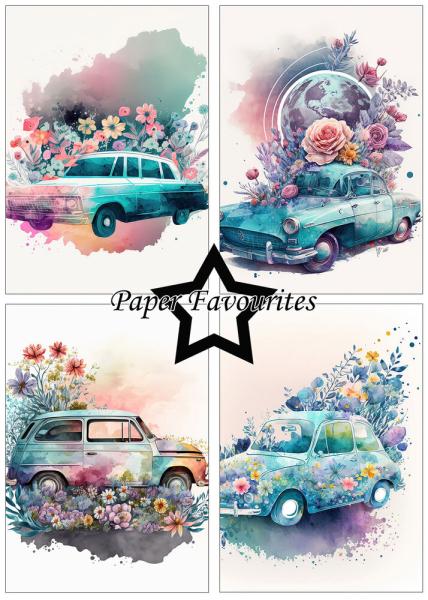 Paper Favourites - Designpapier "Floral Cars" Paper Pack A5 - 24 Bogen