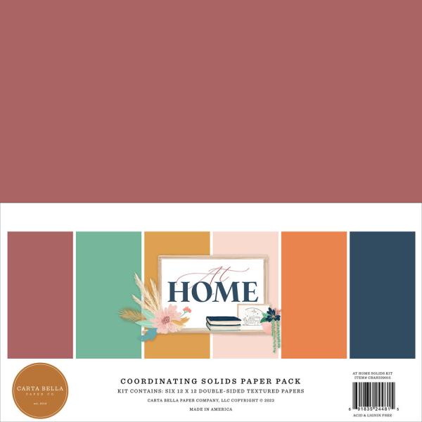 Carta Bella - Cardstock "At Home" Coordinating Solids Paper Pack 12x12 Inch - 6 Bogen