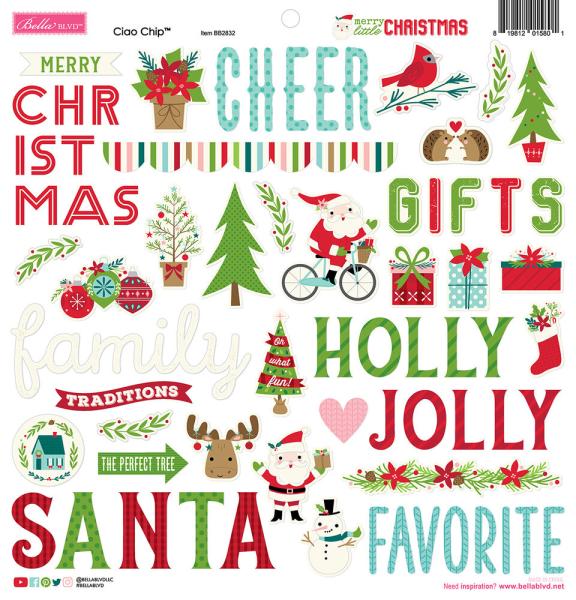 Bella BLVD - Chipboard Aufkleber "Merry Little Christmas" Chipboard Icons