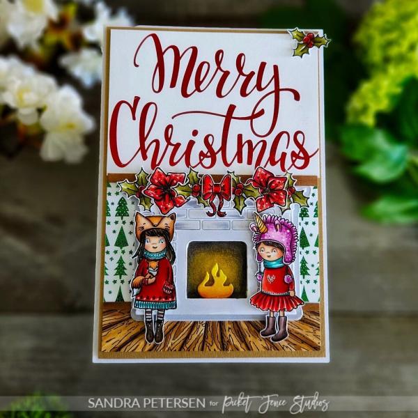 Picket Fence Studios - Stanzschablone "Scene Building Fireplace " Dies 4x6 Inch