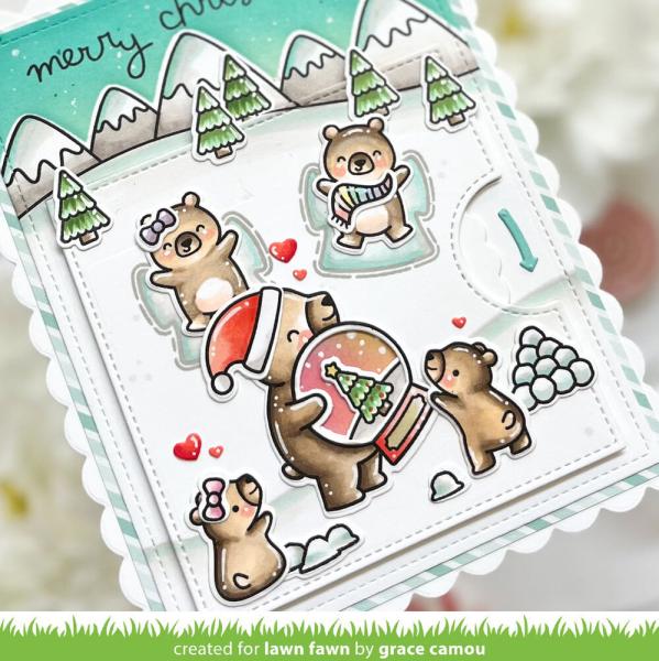 Lawn Fawn - Stanzschablone & Schablone "Reveal Wheel Little Snow Globe: Bear" Add-on Die & Stencil