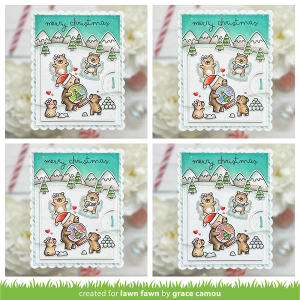 Lawn Fawn - Stanzschablone & Schablone "Reveal Wheel Little Snow Globe: Bear" Add-on Die & Stencil