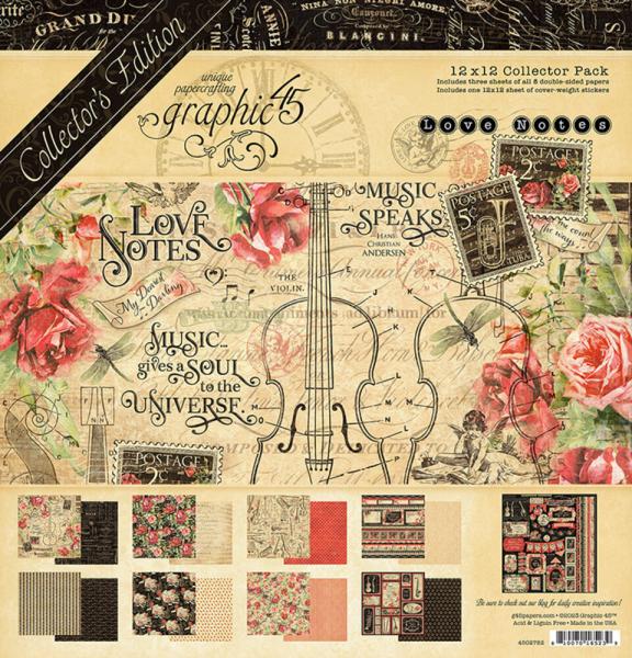 Graphic 45 - Designpapier "Love Notes" Collection Pack 12x12 Inch - 24 Bogen