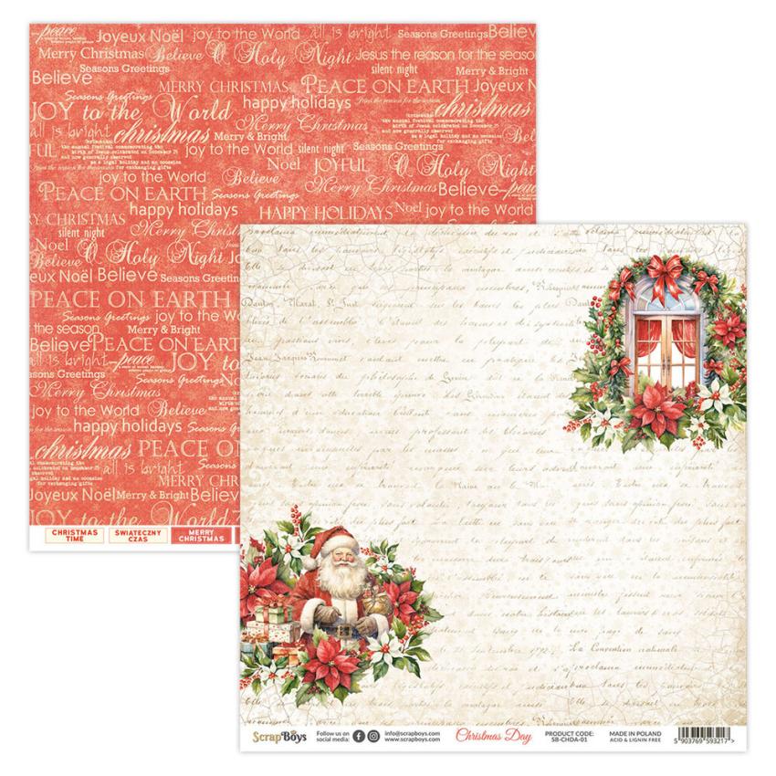 ScrapBoys - Designpapier "Christmas Day" Paper Pack 12x12 Inch - 12 Bogen