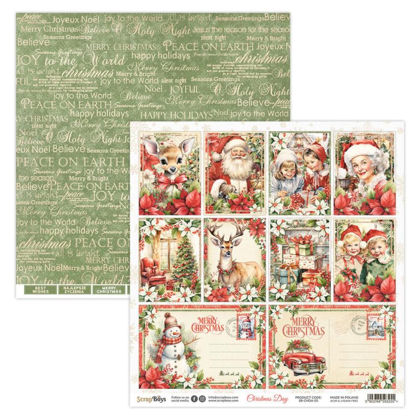 ScrapBoys - Designpapier "Christmas Day" Paper Pack 12x12 Inch - 12 Bogen