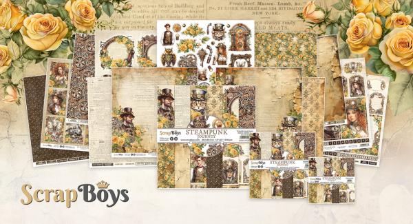 ScrapBoys - Designpapier "Steampunk Journey" Paper Pack 6x6 Inch - 24 Bogen