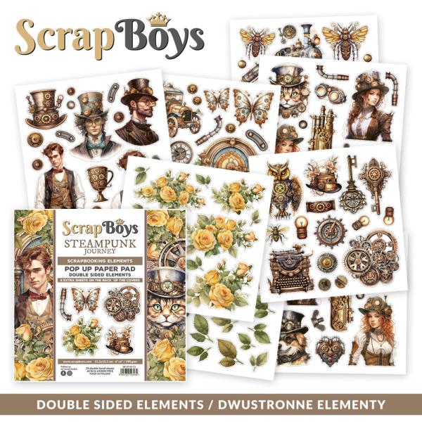 ScrapBoys - Stanzteile "Steampunk Journey" Pop Up Paper Pack 6x6 Inch - 24 Bogen