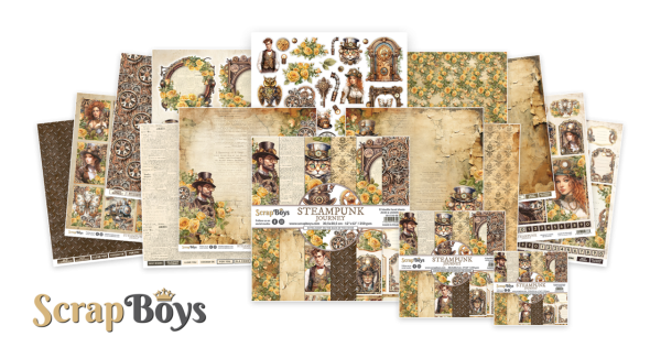 ScrapBoys - Stanzteile "Steampunk Journey" Pop Up Paper Pack 6x6 Inch - 24 Bogen