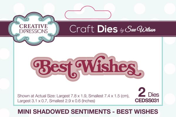 Creative Expressions - Stanzschablone "Shadowed Sentiments Best Wishes" Craft Dies Mini Design by Sue Wilson