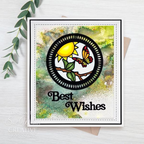 Creative Expressions - Stanzschablone "Shadowed Sentiments Best Wishes" Craft Dies Mini Design by Sue Wilson