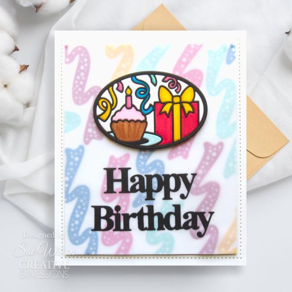 Creative Expressions - Stanzschablone "Stained Glass Birthday" Craft Dies Design by Sue Wilson