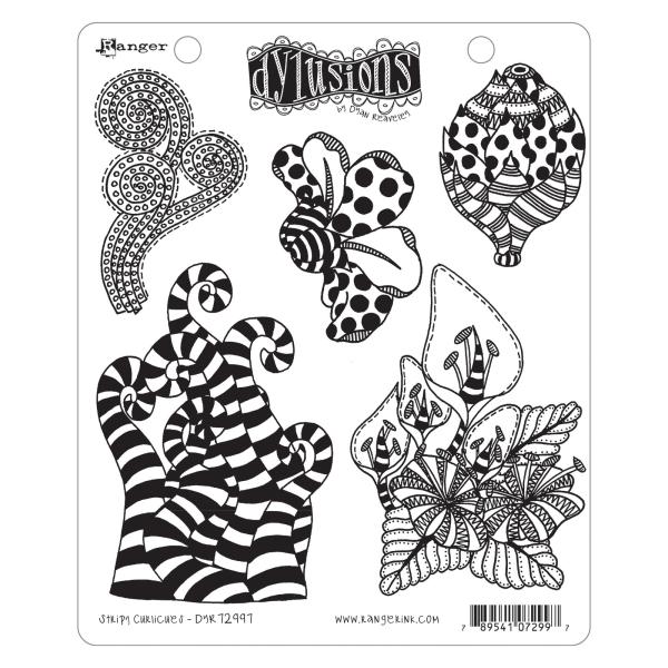 Ranger - Stempelset "Stripy Curlicues" Dylusions Cling Stamp 