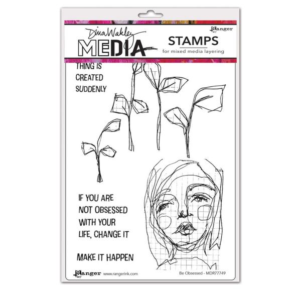 Ranger - Stempelset by Dina Wakley "Be obsessed" Media Cling Stamp 