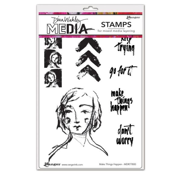 Ranger - Stempelset by Dina Wakley "Make things happen" Media Cling Stamp 