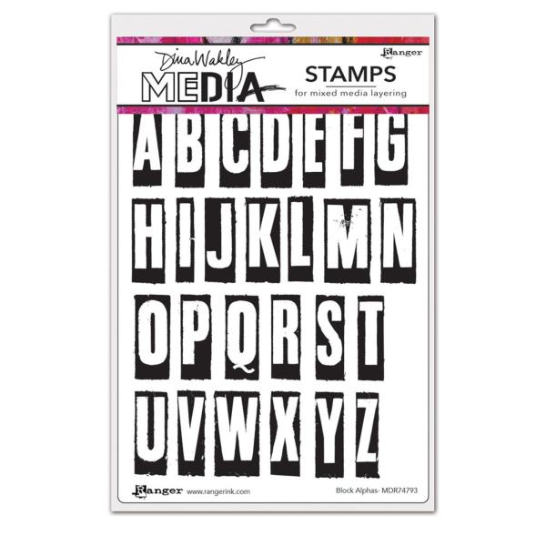 Ranger - Stempelset by Dina Wakley "Block alphas" Media Cling Stamp 