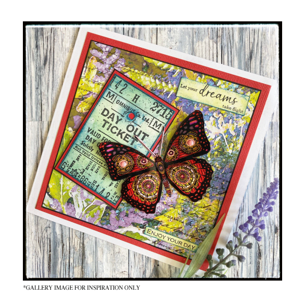 Crafty Individuals - Gummistempel "Butterfly and Rose" Unmounted Rubber Stamps 