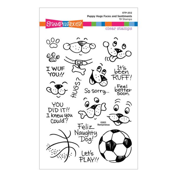 Stampendous - Stempelset "Puppy Hugs Faces and Sentiments" Clear Stamps