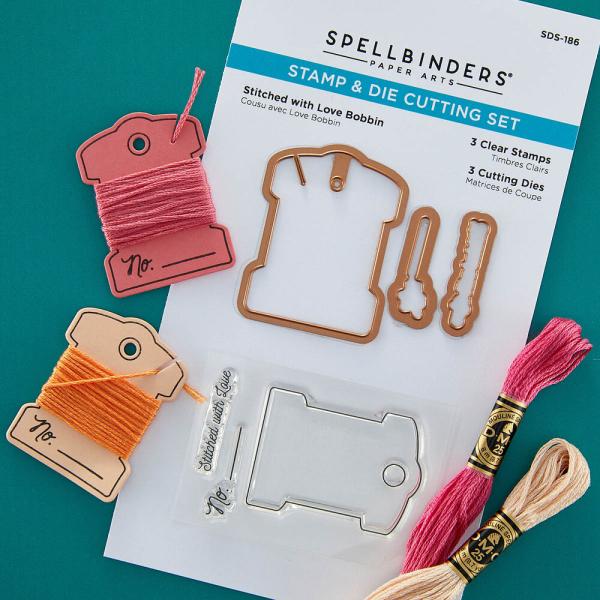 Spellbinders - Stempelset & Stanzschablone "Stitched With Love Bobbin" Clear Stamps & Dies