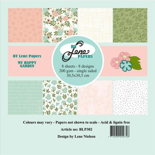 By Lene - Designpapier "My Happy Garden" Paper Pack 12x12 Inch - 8 Bogen