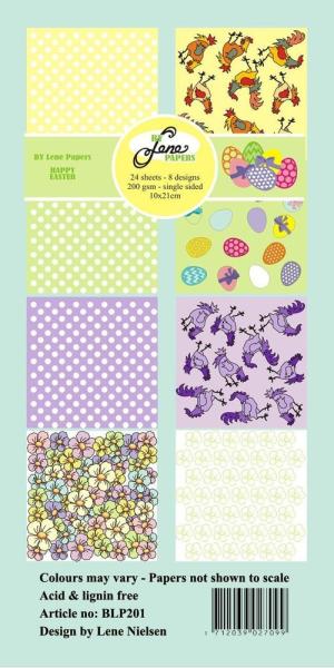 By Lene - Designpapier "Happy Easter" Paper Pack 10x21 cm - 24 Bogen