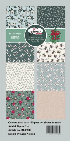 By Lene - Designpapier "Romantic Christmas" Paper Pack 10x21 cm - 24 Bogen