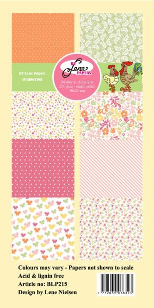 By Lene - Designpapier "Springtime" Paper Pack 10x21 cm - 24 Bogen