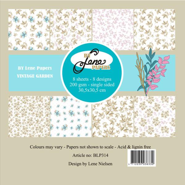 By Lene - Designpapier "Vintage Garden" Paper Pack 12x12 Inch - 8 Bogen