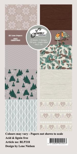 By Lene - Designpapier "Cozy Christmas" Paper Pack 10x21 cm - 24 Bogen