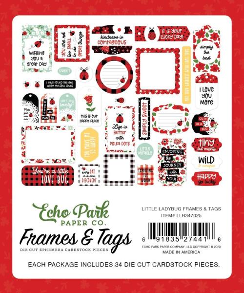 Echo Park - Stanzteile & Anhänger "Little Ladybug" Frames & Tags 