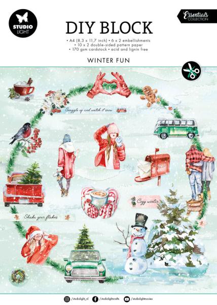 Studio Light - Designpapier - Stanzteile "Winter Fun " DIY Block A4 - 32 Bogen