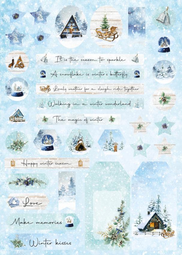 Studio Light - Designpapier - Stanzteile "Winter Scene " DIY Block A4 - 32 Bogen