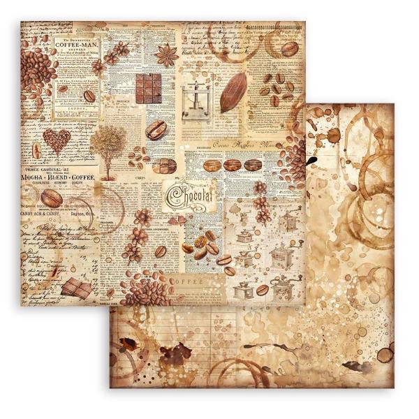 Stamperia - Designpapier "Coffee and Chocolate Backgrounds" Paper Pack 8x8 Inch - 10 Bogen