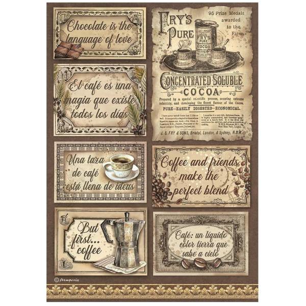 Stamperia - Decopatch Papier "Labels" Decoupage A4 - 6 Bogen  