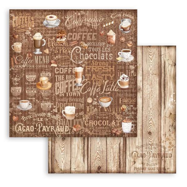 Stamperia - Designpapier "Coffee and Chocolate" Paper Pack 8x8 Inch - 10 Bogen