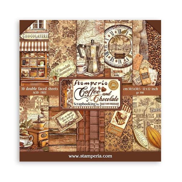 Stamperia - Designpapier "Coffee and Chocolate" Paper Pack 12x12 Inch - 10 Bogen