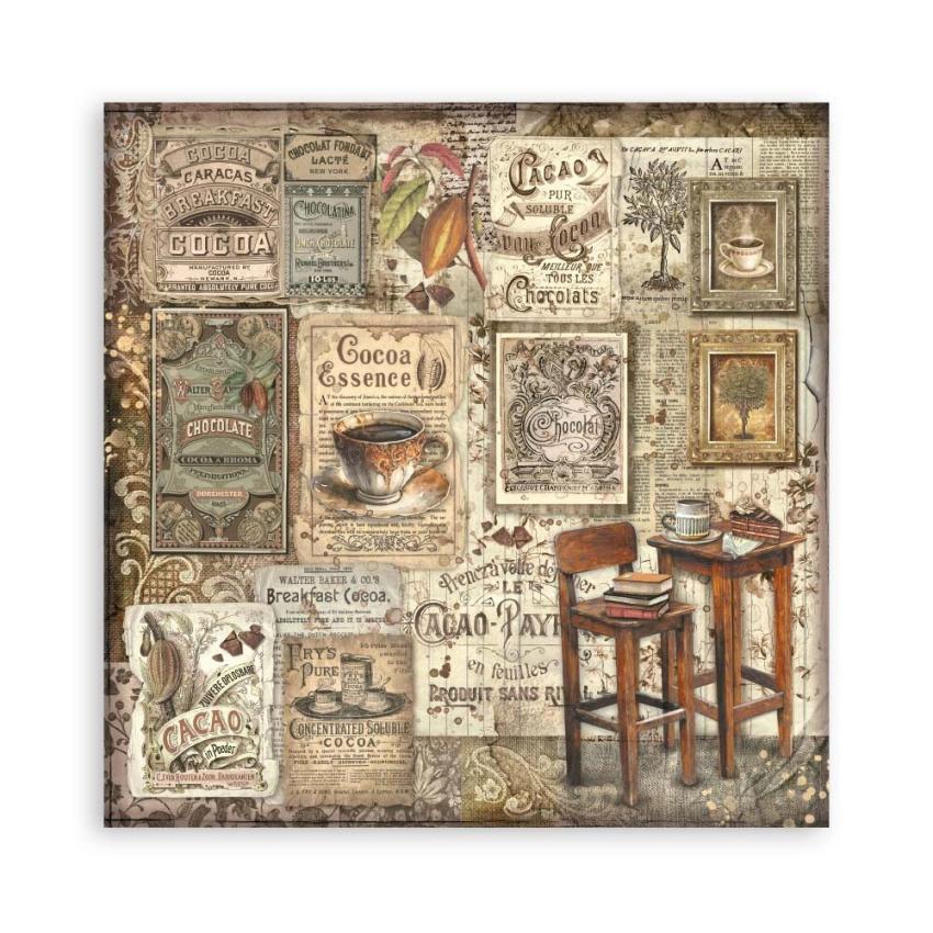 Stamperia - Designpapier "Coffee and Chocolate" Paper Pack 8x8 Inch - 22 Bogen