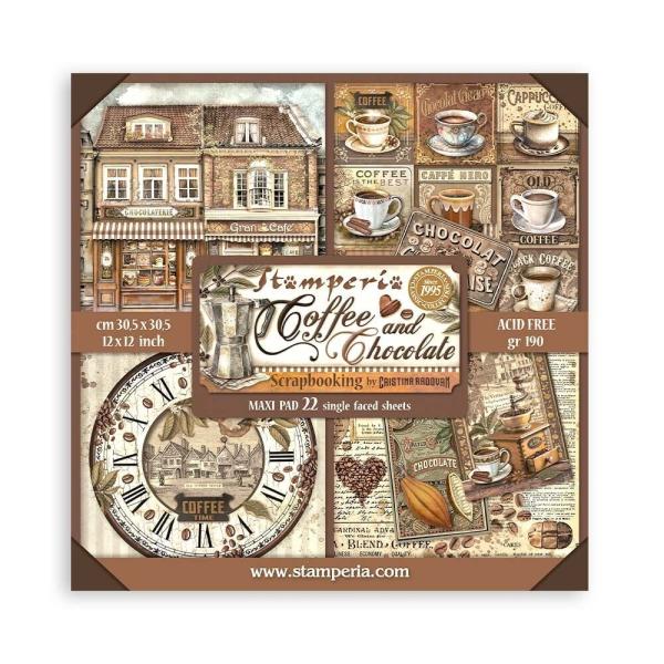 Stamperia - Designpapier "Coffee and Chocolate" Paper Pack 12x12 Inch - 10 Bogen