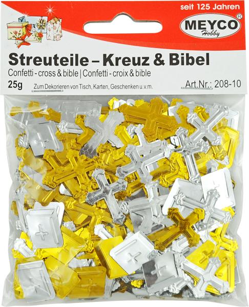 Streuteile "Kreuz & Bibel" gold und silber 20g