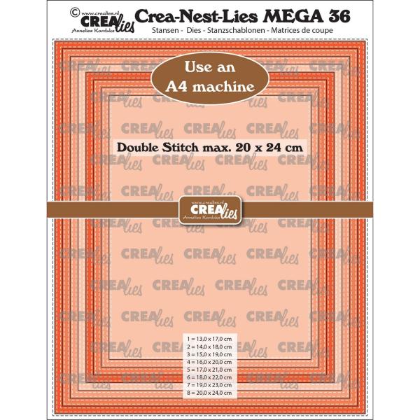 Crealies - Stanzschablone "Rectangles Double Stitch" Crea-Nest-Lies XXL Dies