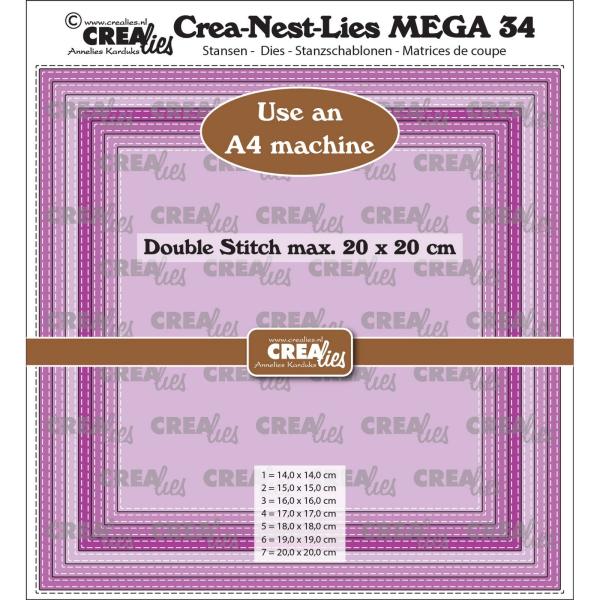 Crealies - Stanzschablone "Squares Double Stitch" Crea-Nest-Lies XXL Dies